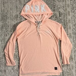 PINK Victoria's Secret Peach Lace-Up Hoodie